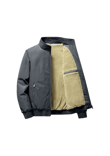 Ghassy Co Erkek Su İtici İçi Peluş Astarlı Ultra Isı Yalıtımlı Dik Yaka Mont Füme