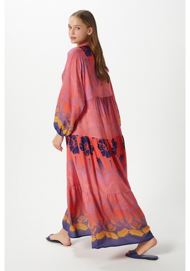 Modest Kadın Clara Pembe %100 Viskon Maksi Boy Uzun Elbise