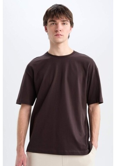 DeFacto Oversize Geniş Kalıp Bisiklet Yaka Basic Düz Kısa Kollu Tişört E6885AXNSBN337