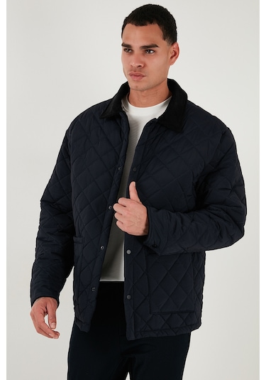 Buratti Kapitoneli Regular Fit Kadife Detaylı Erkek Mont 497Leroy Lacivert
