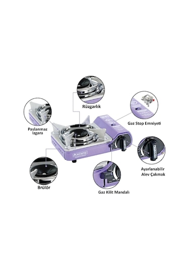 Orcamp Tekli Çantalı Mini Portatif Ocak Mor Ck-506 Mor