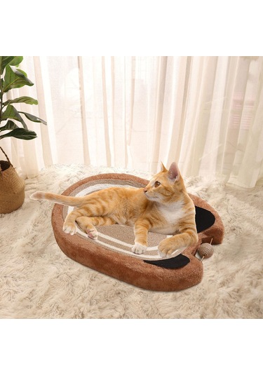 Homyl Kedi Tırmığı Yatak Büyük Sisal Scratcher Kahverengi