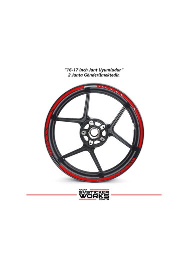 Motosiklet Jant Şeridi Jant Sticker Dekor Model Parçalı Desen Sticker Set Kırmızı