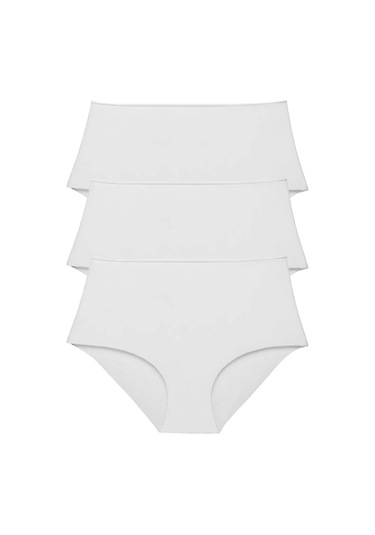 Kadın Yüksek Bel Basic Dikişsiz Lazer Kesim Külot 3'lü Paket Beyaz-beyaz Beyaz