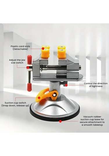 Xuweiwei Siyah 360 Dönebilir Mini Masa Mengenesi Emme Tabanlı Ayarlanabilir Çeneli