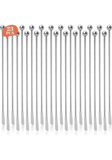 Shineyee Çelik Paslanmaz Çok Amaçlı Karıştırıcı Çubuk - Kahve, Kokteyl Ve İçecekler İçin Dayanıklı, Hijyenik Ve Verimli Karıştırma Aracı Gümüş