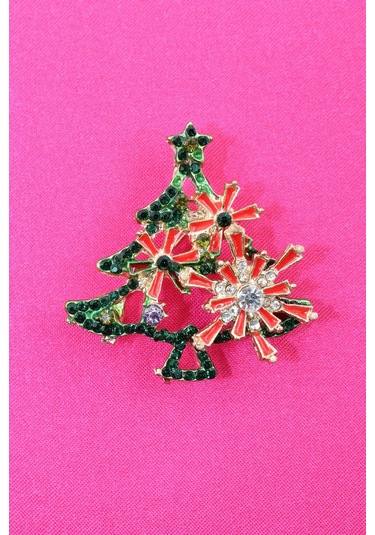 Zirkon Taşlı Cam Ağacı Broş. Yaka İğnesi Çam Ağacı Broş. Kadın Broş, Erkek Broş. Çam Ağacı Broş. Çok Renkli