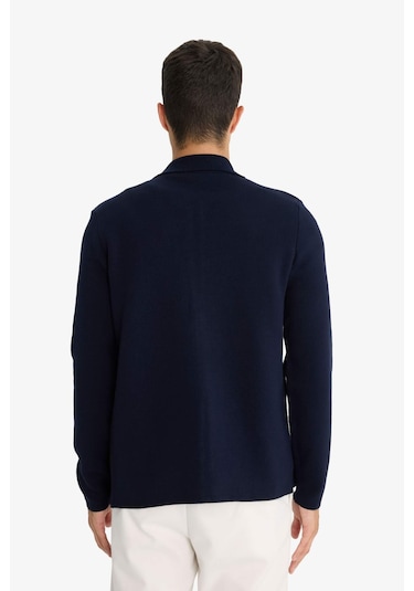 Defacto Standart Fit Polo Yaka Triko Hırka D3592ax25wnnv64 Lacivert