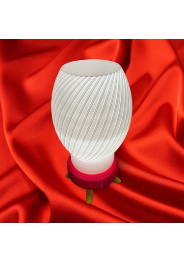 10tech Tasarım Değiştirilebilir Renkli Abajur Petg & Pla E27 Duy Led Uyumlu 5 Parça Modüler Yapı Beyaz - Kırmızı