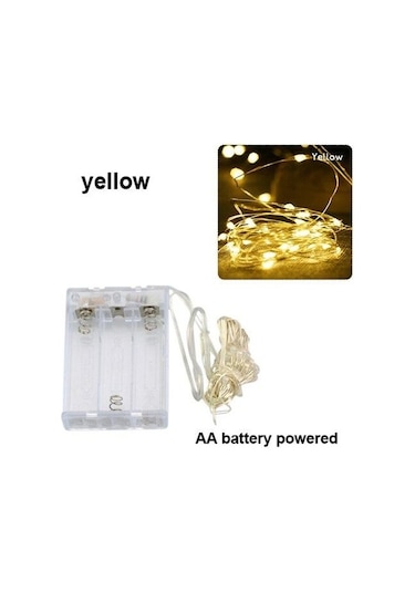 Sarı 10m 5m 3m 2m Bakır Tel Led Tinsel Garland Akülü Peri Led Dize İşıklar Tatil Noel Düğün Parti Dekor 3m Sarı