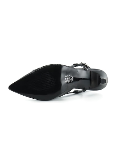 Erkan Saçmacı Sacha Siyah Yılan Arkası Açık İnce Topuklu Ayakkabı Siyah Yılan