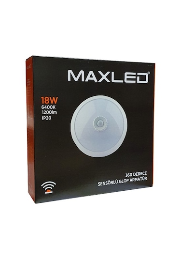 Maxled 360 Derece Sensörlü 18w Led Tavan Glop Armatür Acil Kitli Mx-6115 Beyaz