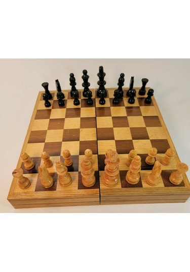 Ruicoo Taşınabilir Katlanır Ahşap Satranç Takımı - Dayanıklı Ve Renkli Tasarım, 29x29 Cm