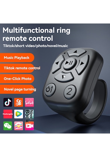 Yaozixa J6 Bluetooth Akıllı Yüzük Kumanda: Fotoğraf Çekimi, E-kitap Sayfa Değiştirme, Tek Tuşlu Uzaktan Kontrol - Beyaz