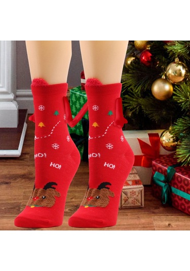 Homyl 1 Çift El Ele Çorap Hediye Rahat Orta Tüp Sevimli Turuncu