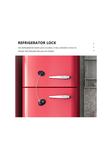 2 Adet Kapı Kilidi Güçlü Yapışkanlı Dondurucu Kapı Kilidi Anahtarlı