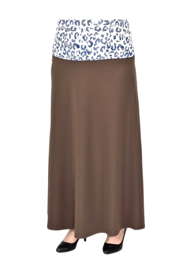 Kadın Uzun Lastikli Kloş Etek Bgl-st04728 Açık Kahverengi