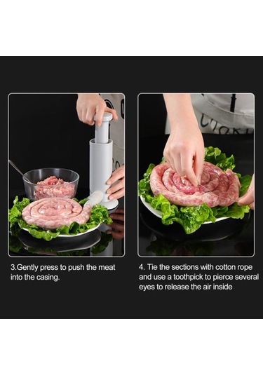Sosis Makinesi Temizlemesi Kolay Köfte Yapmak Piston Tasarımı Kullanışlı 2'si 1 Arada Taşınabilir Manuel Köfte Dolum Aracı Mutfak Gadget'ı Diğer