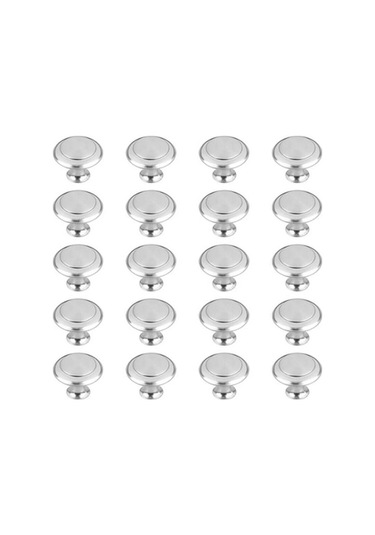 Pazly Modern Yuvarlak Kulp Seti - 20 Adet Paslanmaz Çelik Kapı Ve Dolap Aksesuarı, 28mm Gümüş Renk