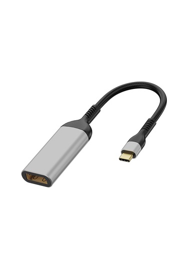 Ekılıf - Port Dönüştürücü Qg07 8k 60 Hz Görüntü Kalitesi Type-c To Display Port Dönüştürücü 15cm - Gri - T27883 Gri