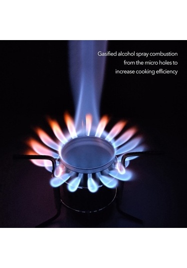 Ganzhoushop Yakıt Taşınabilir Soba Katlanır Katı Kamp Alkol Alkol Kb Gümüş