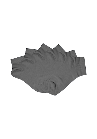 6'lı Kız Erkek Çocuk Çorap Pamuklu Beyaz Kısa Patik Gri