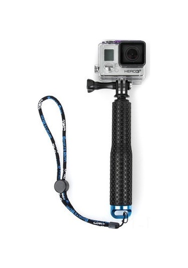 Dofolink Alüminyum 19 İnçli Gopro Üç Yönlü Akıllı Telefon Stabu Spor Kamera Dalış Çubuğu Mavi Siyah