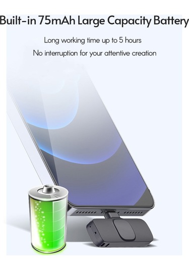 Mini Kablosuz Klipsli Yaka Mikrofonu Çok Yönlü Mikrofon 2 Verici 1 Alıcı Rüzgarlık Tipi C