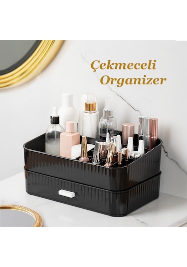 Porsima 0619 Çekmeceli Takı Organizeri Makyaj Düzenleyici Kutu Si Siyah