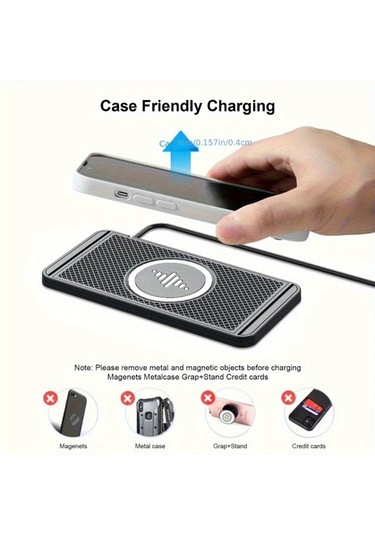 Honeybeeshop Araba Kablosuz Sarj Standi Siyah Hizli Sarj Istasyonu Kaymaz Mat Telefon Kulaklik Sarj Taban Iphone Samsung Galaxy Uyumlu S24 S23 S22 Siyah