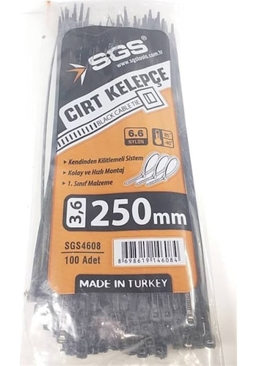 Sgs Cırt Kelepçe 3,6 X 250 Mm Siyah