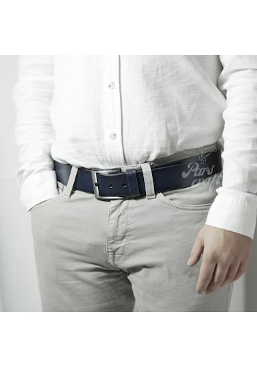 Hakiki Manda Derisi Erkek Kemer 4,5cm Lacivert Kot Pantolon Kemer Lacivert