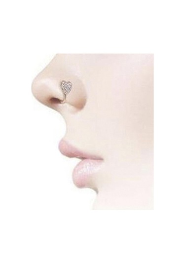 Suntek Glitter Klipsli Sahte Burun Halkası Gümüş-kalp Gümüş