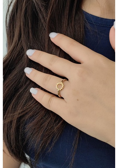 Chavin Çelik Gold Güneş Model Bayan Yüzük Ev35sr 001