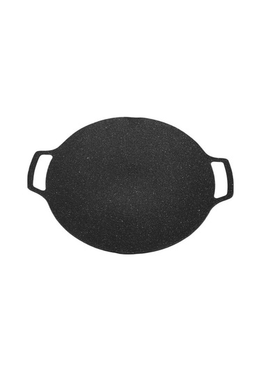 Ulzyvf Döküm Demir Tencere Tavası Siyah 35cm İndüksiyonlu Pişirme Alev Desenli Siyah