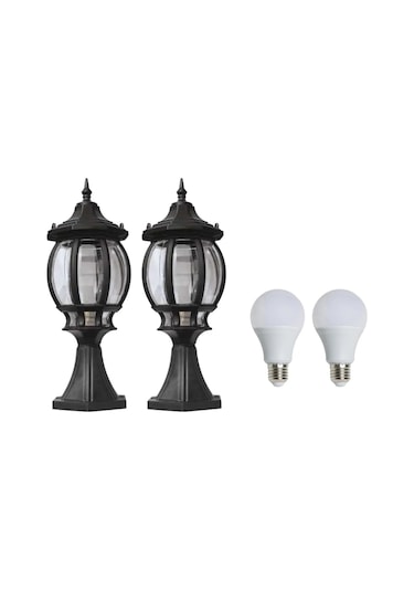 2 Adet Sekizgen Set Üstü Bahçe Armatürü, Set Üstü Modern Armatür, Bahçe Armatürü, 2 Ampul Hediye Diğer