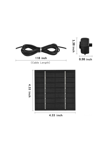 Jeemson Güneş Enerjili Bahçe Fıskiyesi Seti - Sessiz Pompa, 4 Fıskiye Başlığı, 11x11cm Monokristal Paneli, Siyah Diğer