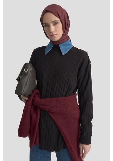 Armine Yüksek Yaka Triko Kazak 25kd6019 Siyah Siyah