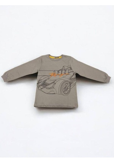 Erkek Çocuk Racing Sweatshirt-14666 Gri