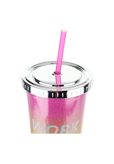 Miland Soğuk İçecekler İçin Kapağı Ve Pipeti Olan Plastik Bardak 169656475 Pembe