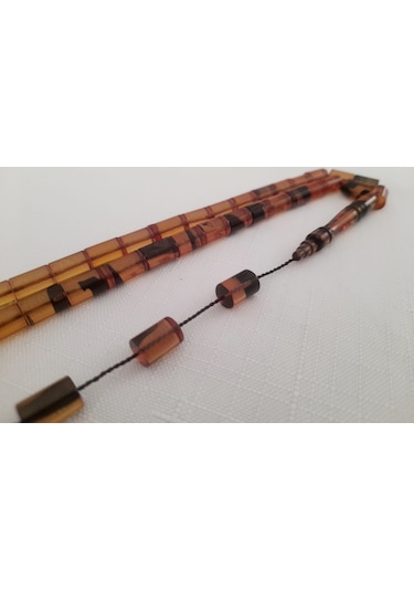 Soma Tesbih Kesme Model Çift Renk Ateş Kehribar Tesbih... Ölçü : 7 X 10,5