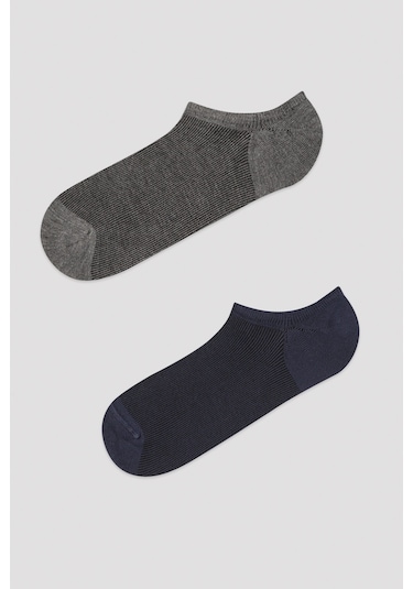Penti Erkek Bambu 2li Sneaker Çorabı Lacivert Gri Gri - Lacivert