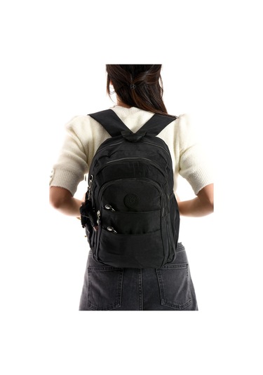 Ultra Hafif Çok Cepli Orta Boy Sırt Çantası Unisex Siyah Model: 571-4c Siyah