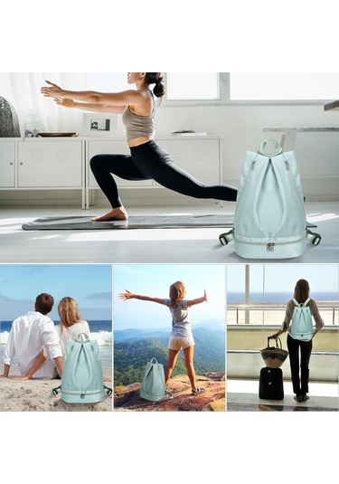 Yeşil Ayakkabı Bölmeli Ve Islak Cepli Su Geçirmez Yüzme Sırt Çantası, Spor Ve Seyahat Sırt Çantası Küçük Spor Çantası Diğer