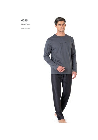 Pierre Cardin 6095 Erkek Uzun Kollu Bisiklet Yaka Pijama Takımı-füme Füme