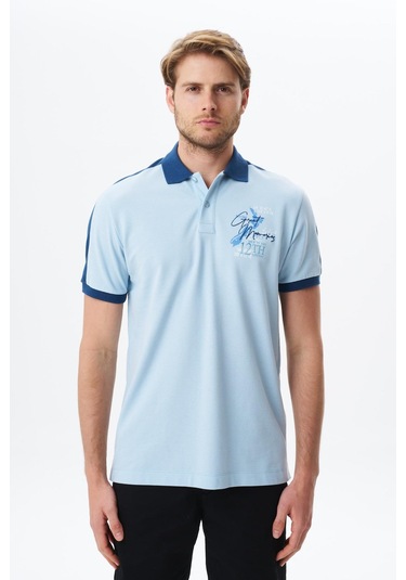 Arma Erkek Regular Fit Baskılı % 100 Pamuk Pike Polo Yaka Tişört Y29374356002 Mavi-m1 Mavi