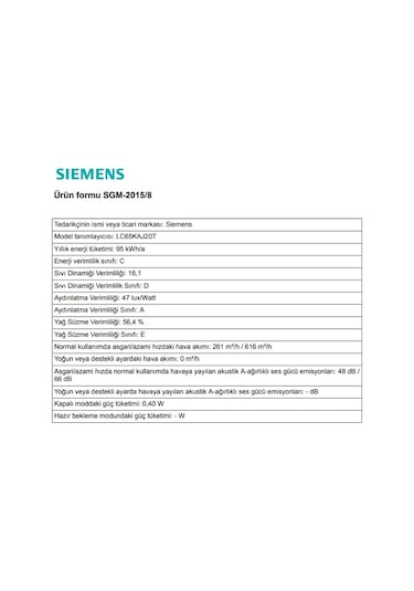 Siemens LC65KAJ20T Duvar Tipi 60 CM Davlumbaz