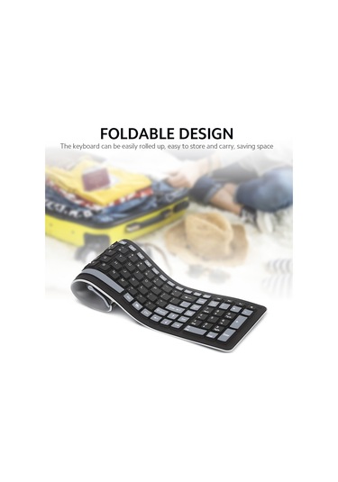 Springsun Kablosuz 2.4g Silikon Katlanır Klavye - 107 Tuşlu Taşınabilir Bilgisayar Klavyesi