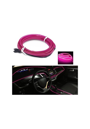 Cbtx Araba Dekorasyonu İçin 5m Çakmak El Şerit Işığı Ortam Işıkları Sürücülü Parlayan Halat Işığı - Pembe