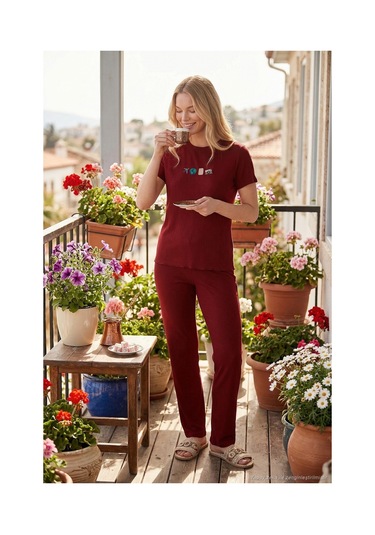 Lela Bayan Pijama Takımı 65770823 Bordo